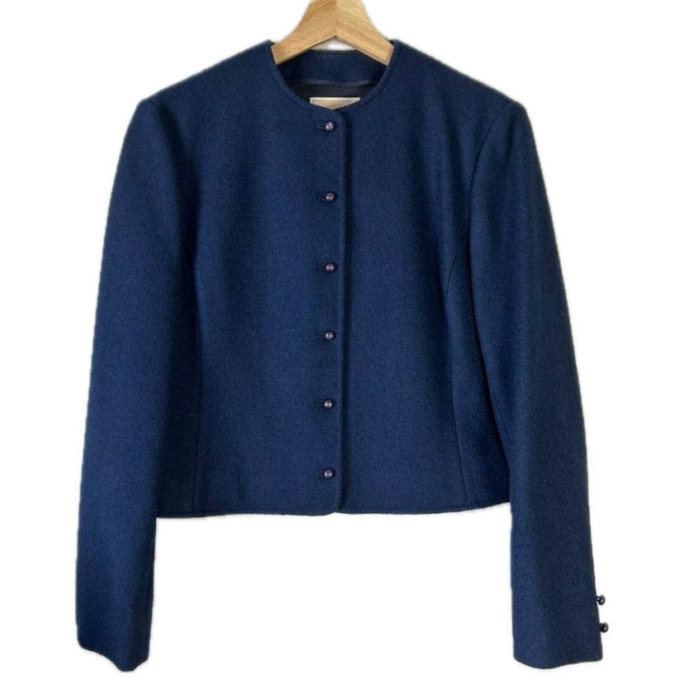 Vintage 80’s Pendleton Jacket Navy Blue Wool Short Cropped Bolero SZ 10